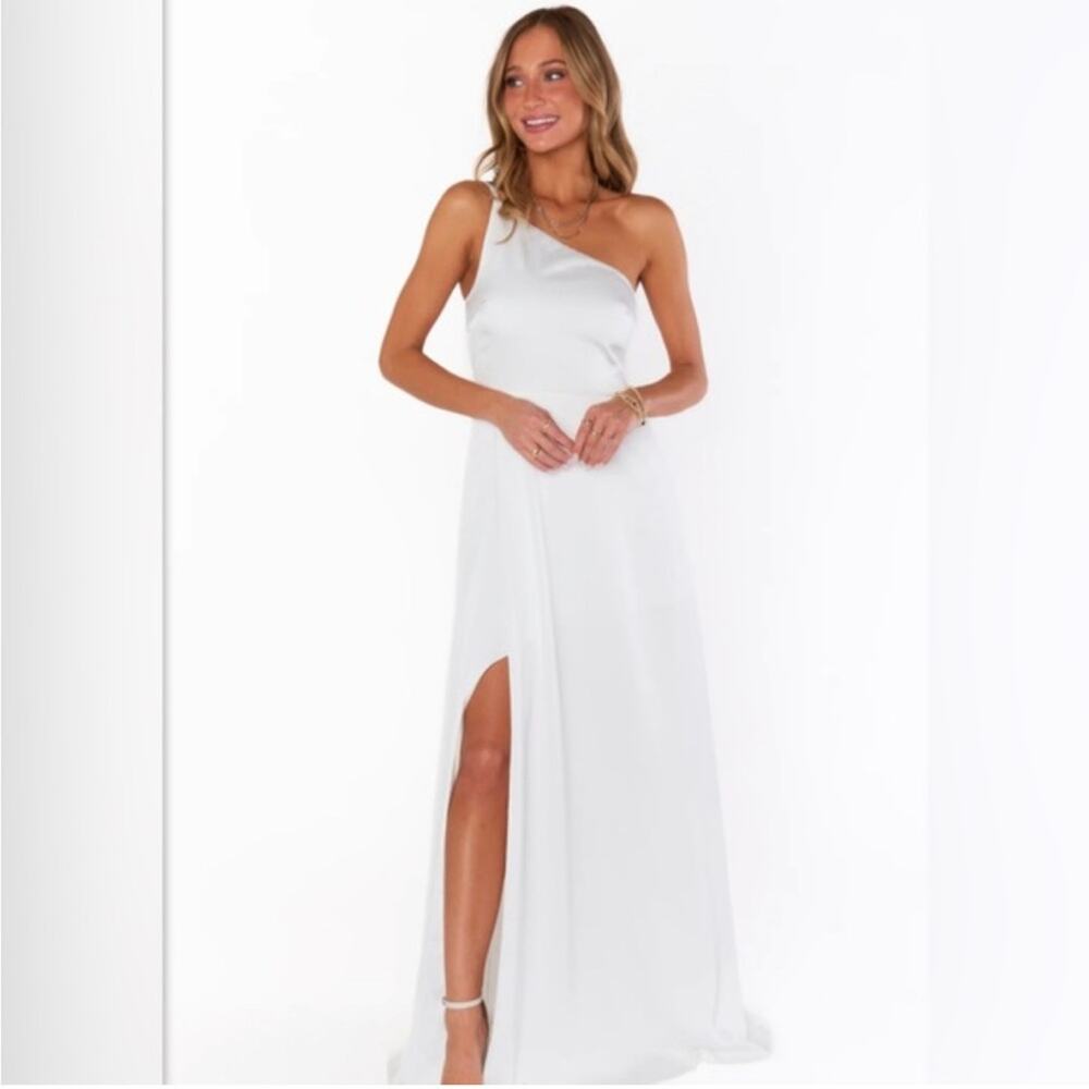 Show Me Your Mumu One Shoulder Maxi Dress XXS White Bridesmaid Wedding Gown NWT